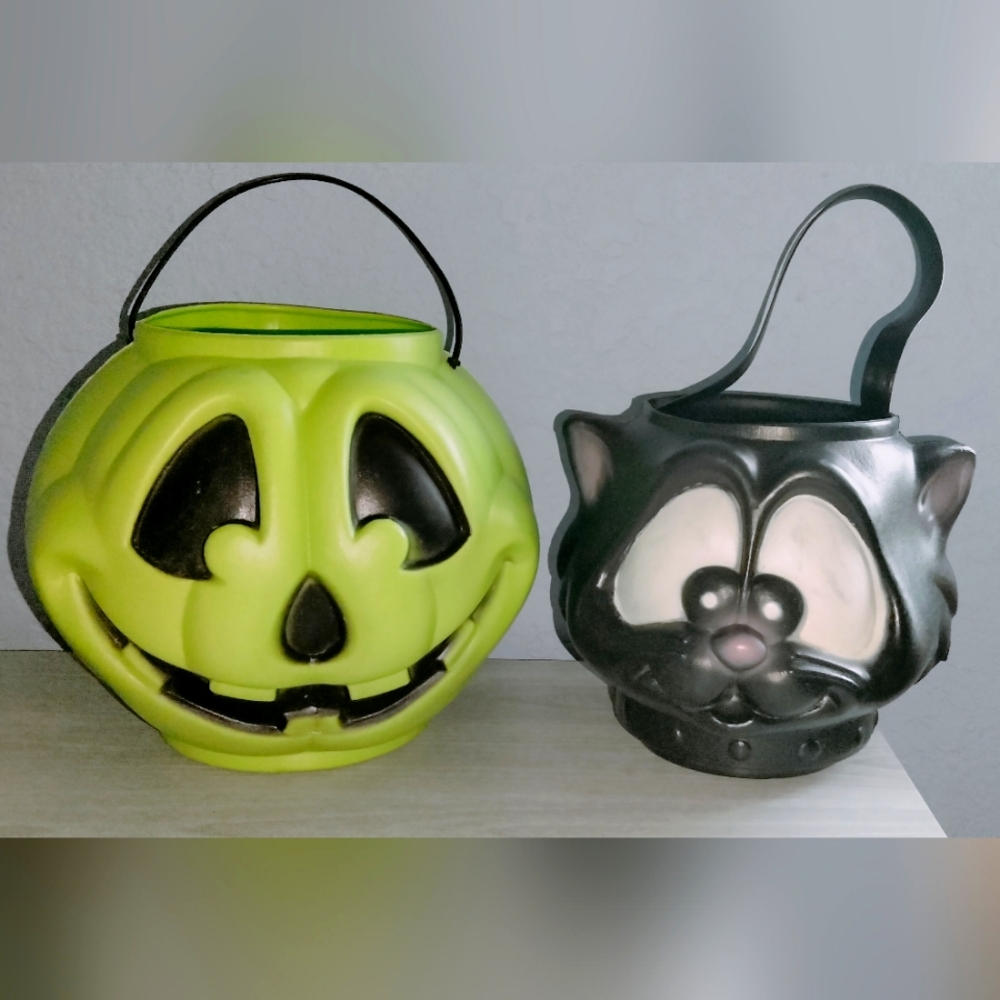 Vintage Norfolk Blow Mold Halloween Buckets